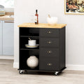 Kitchen Island On Wheels With Door, 2 Drawer, 3 Shelf, 31.5 Width Rolling Kitchen Table With Storage Cabinet