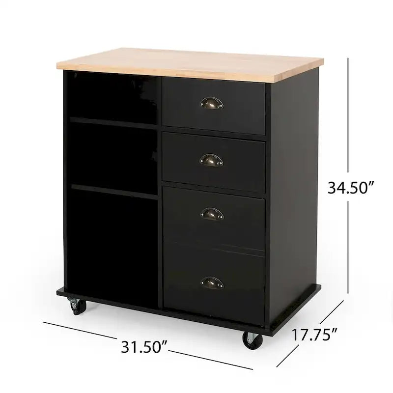 Kitchen Island On Wheels With Door, 2 Drawer, 3 Shelf, 31.5 Width Rolling Kitchen Table With Storage Cabinet