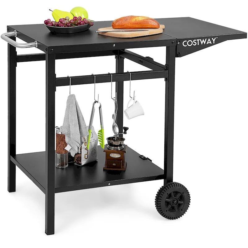 Double-Shelf Movable Dining Cart Table Multifunctional Kitchen
