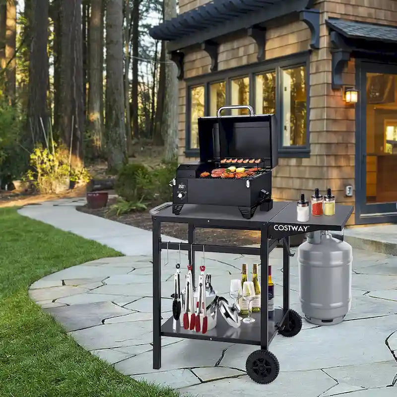 Double-Shelf Movable Dining Cart Table Multifunctional Kitchen