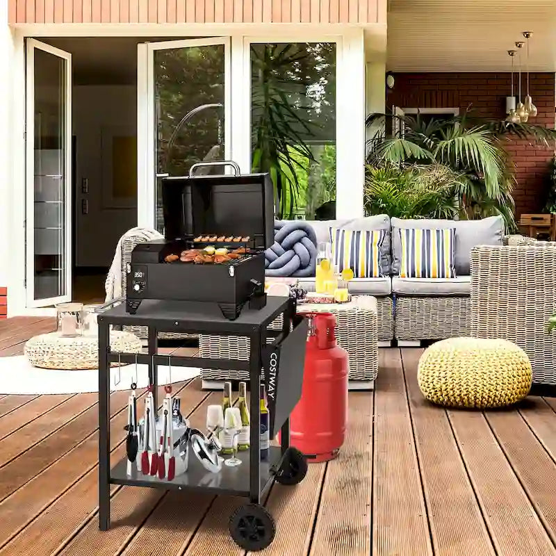 Double-Shelf Movable Dining Cart Table Multifunctional Kitchen