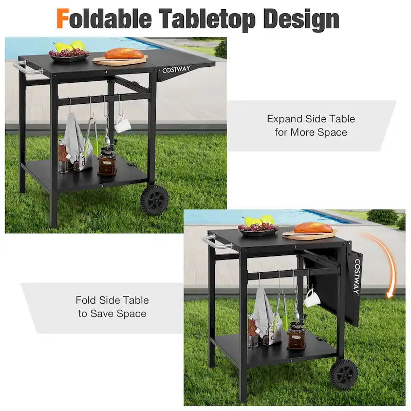 Double-Shelf Movable Dining Cart Table Multifunctional Kitchen