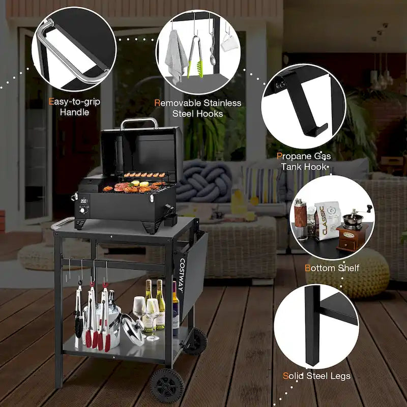 Double-Shelf Movable Dining Cart Table Multifunctional Kitchen