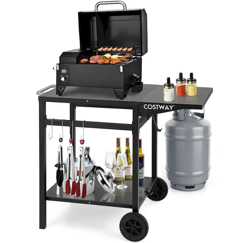 Double-Shelf Movable Dining Cart Table Multifunctional Kitchen