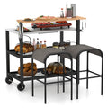 Rolling Bar Cart with Flip-up Table, Hooks and Paper Towel Holder