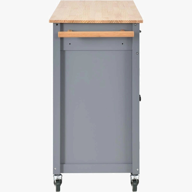 Kitchen Island Cart with Solid Wood Top and Locking Wheels