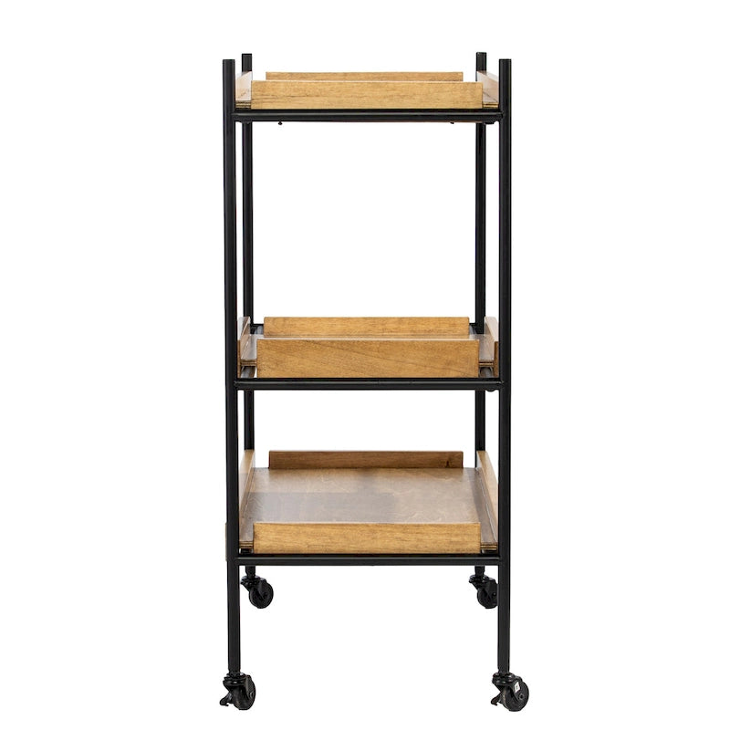 Rolling Bar Cart with 3 Shelves, Removable Tray