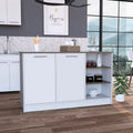 Kitchen Island with Two Cabinets and Three Open Shelves