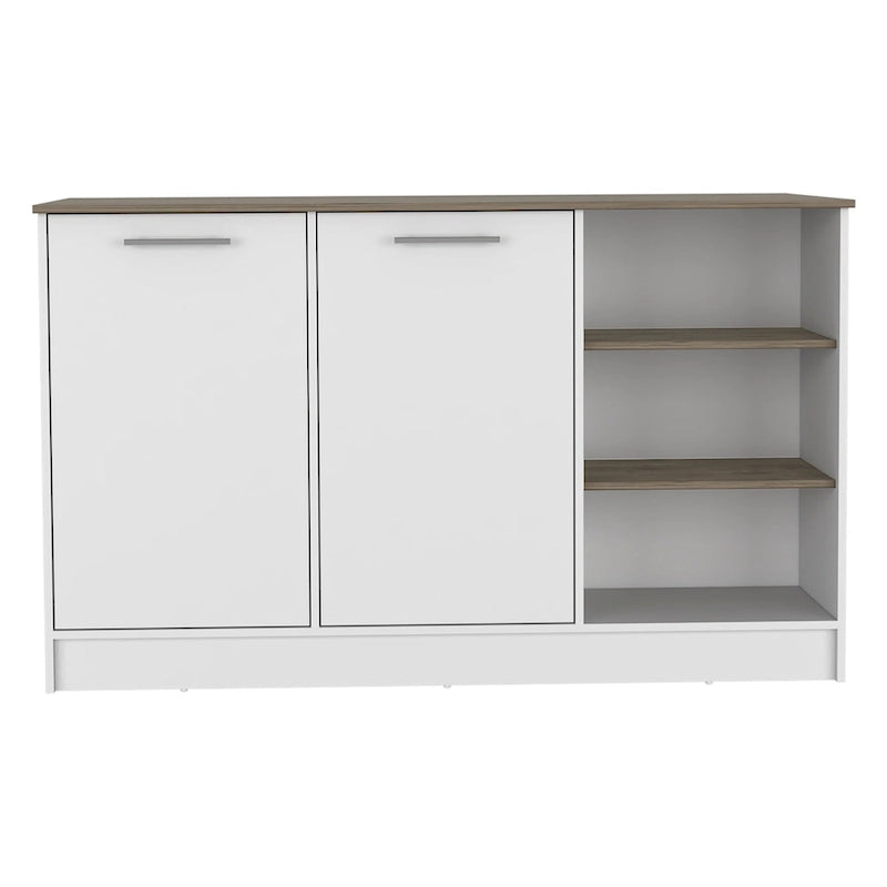 Kitchen Island with Two Cabinets and Three Open Shelves