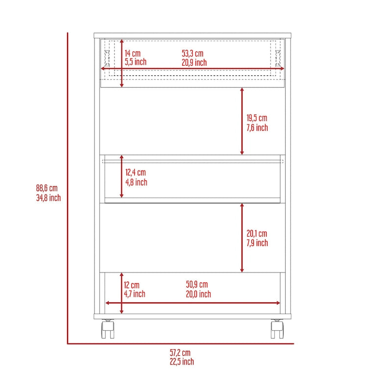 Kitchen Island with Two Cabinets and Three Open Shelves