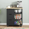 Kitchen Island Cart with 3 Open Shelves and 3 Drawers