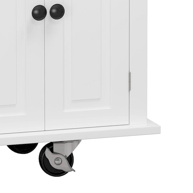 Kitchen Island Cart with Two Storage Cabinets and Two Locking Wheels