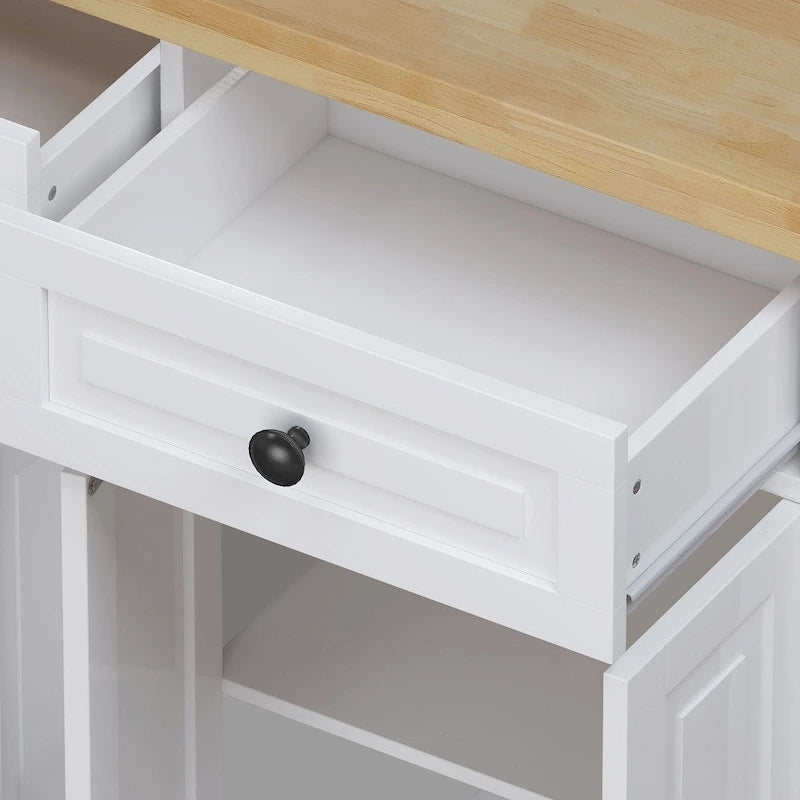 Kitchen Island Cart with Two Storage Cabinets and Two Locking Wheels