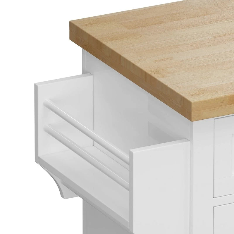 Kitchen Island Cart with Two Storage Cabinets and Two Locking Wheels