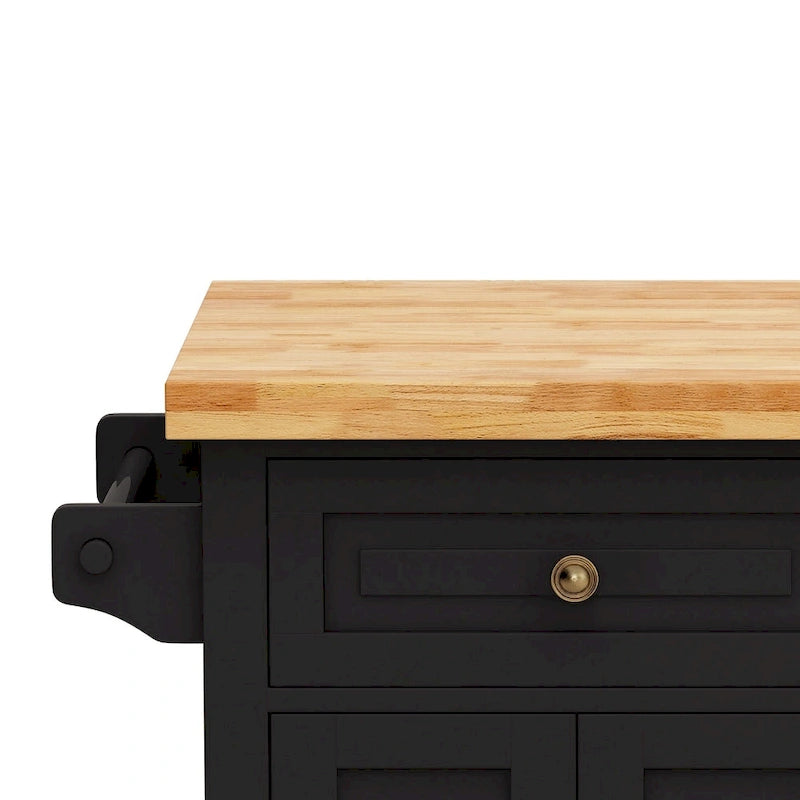 Kitchen Island Cart with Two Storage Cabinets and Two Locking Wheels