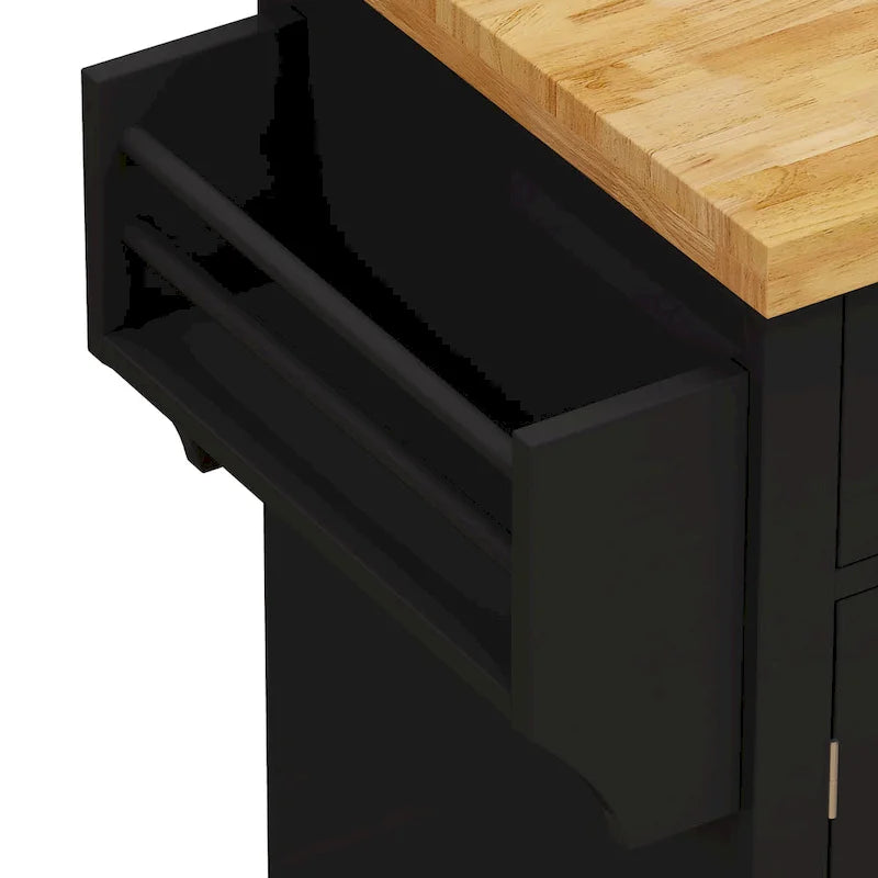 Kitchen Island Cart with Two Storage Cabinets and Two Locking Wheels