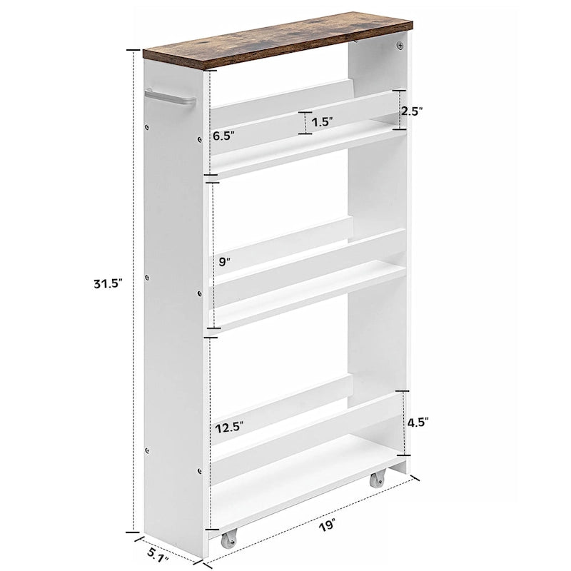 4 Tier Rolling Storage Trolley w/ Convenient Handle & Large Space