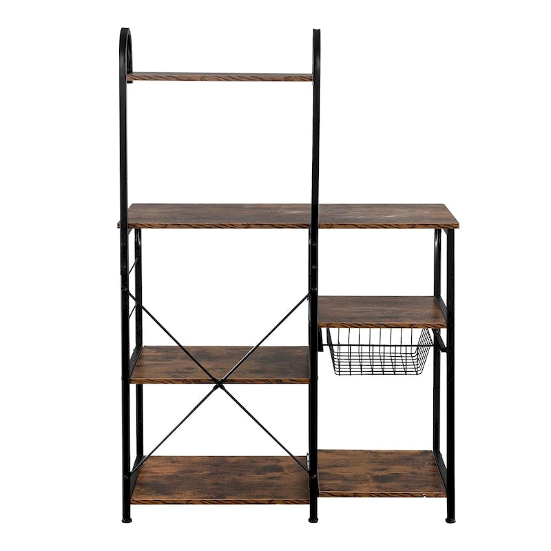 Kitchen Baker's Rack 35.5 Microwave Stand 4-Tier Spice Rack Organizer Workstation with 10 Hooks
