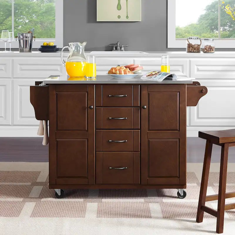 Stainless Steel Top Kitchen Cart - 18D x 51.5W x 35.25H