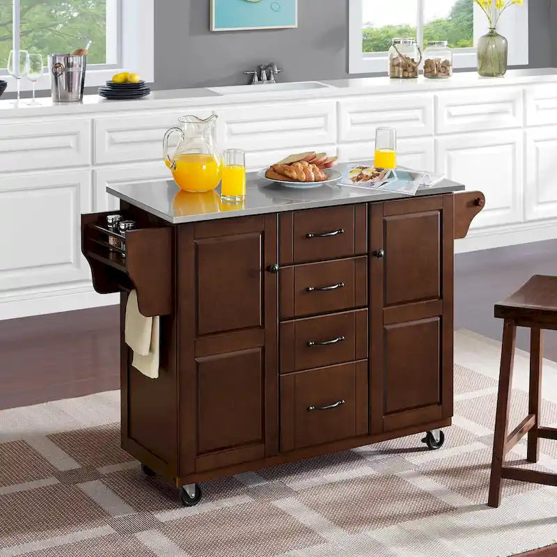 Stainless Steel Top Kitchen Cart - 18D x 51.5W x 35.25H
