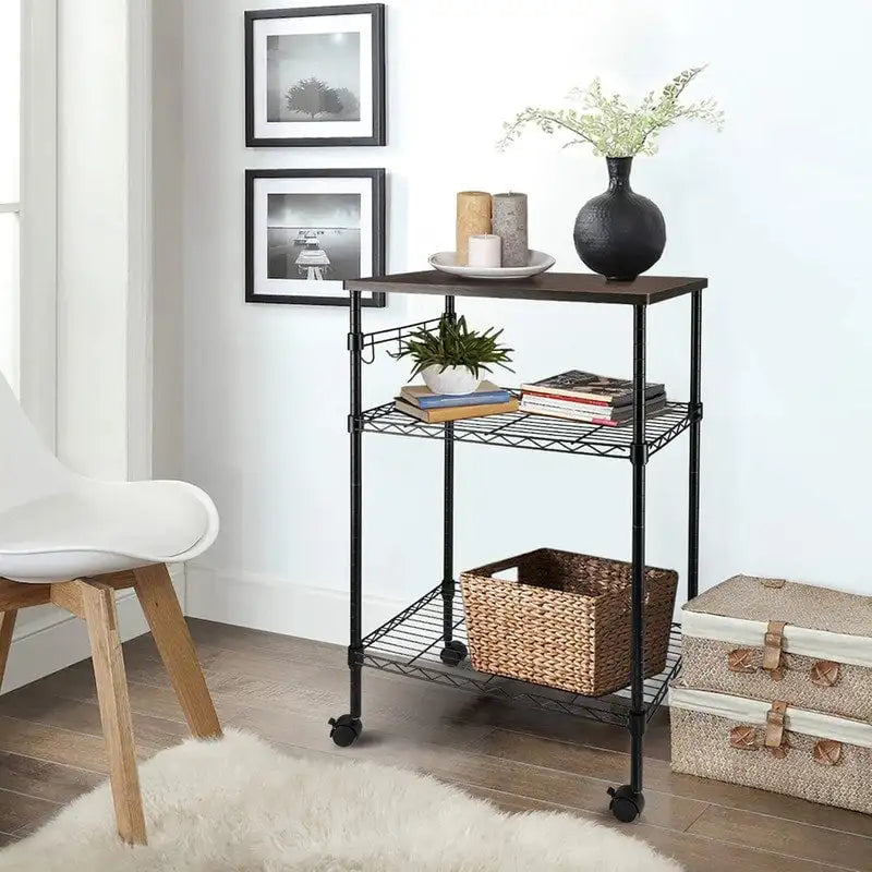 Metal Storage 3-Tier Rolling Kitchen Utility Cart