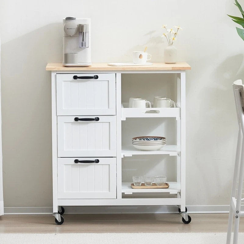 Three Drawers Three Layers Dining Cart Kitchen Cart