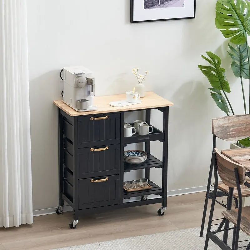 Three Drawers Three Layers Dining Cart Kitchen Cart