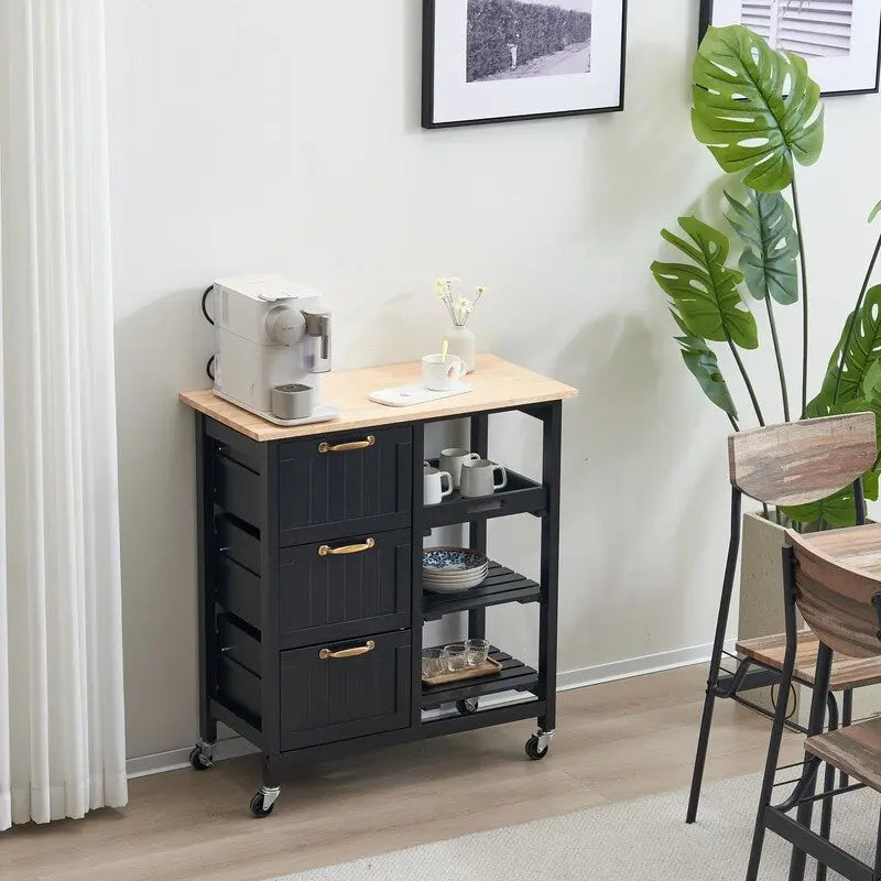 Three Drawers Three Layers Dining Cart Kitchen Cart