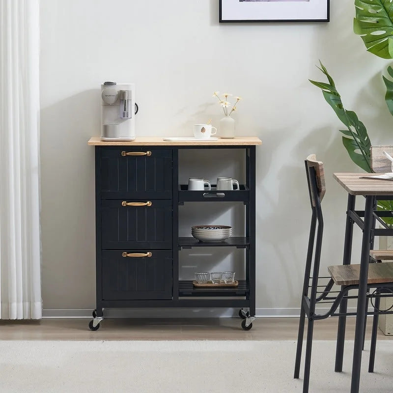 Three Drawers Three Layers Dining Cart Kitchen Cart