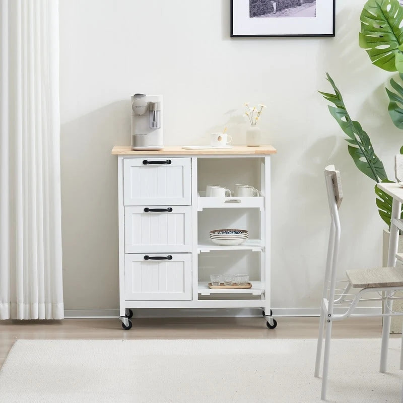 Three Drawers Three Layers Dining Cart Kitchen Cart
