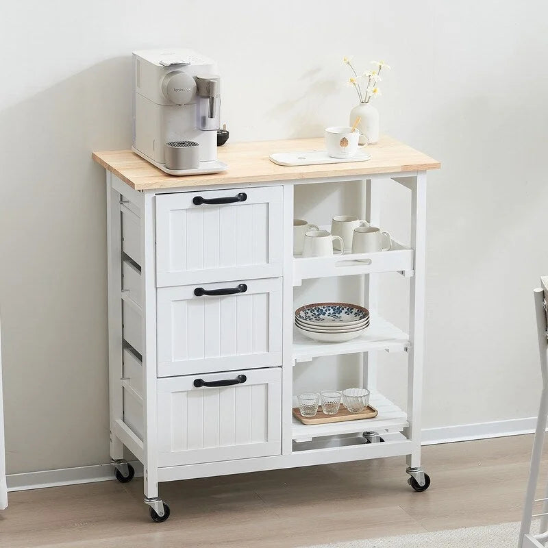 Three Drawers Three Layers Dining Cart Kitchen Cart