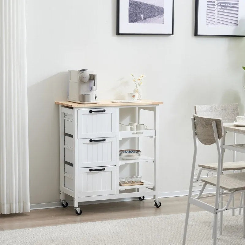 Three Drawers Three Layers Dining Cart Kitchen Cart