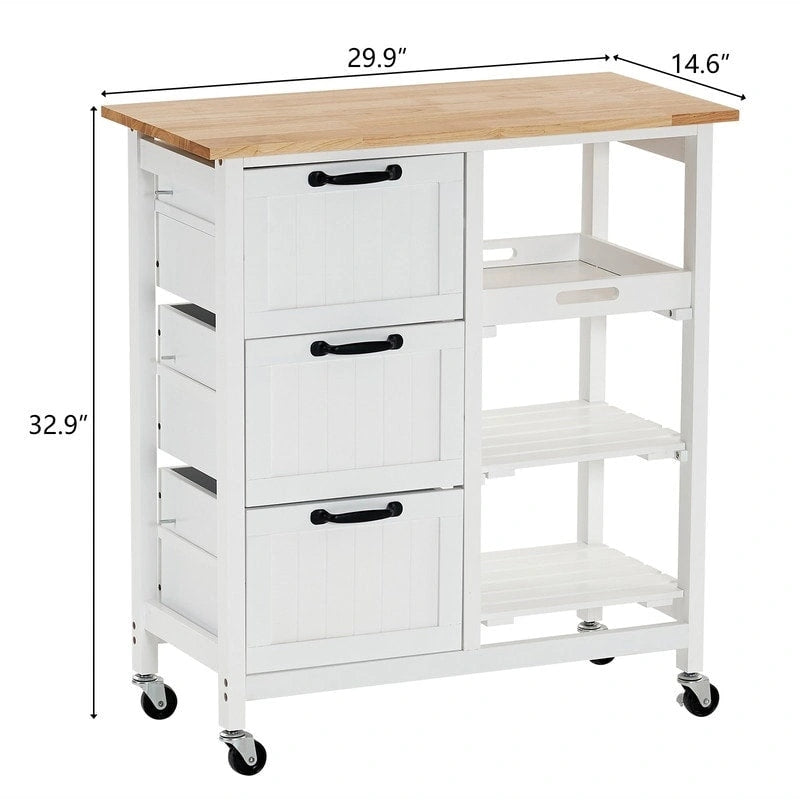 Three Drawers Three Layers Dining Cart Kitchen Cart