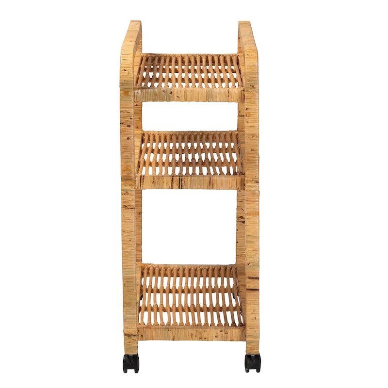 Modern Bohemian Natural Rattan Kitchen Cart