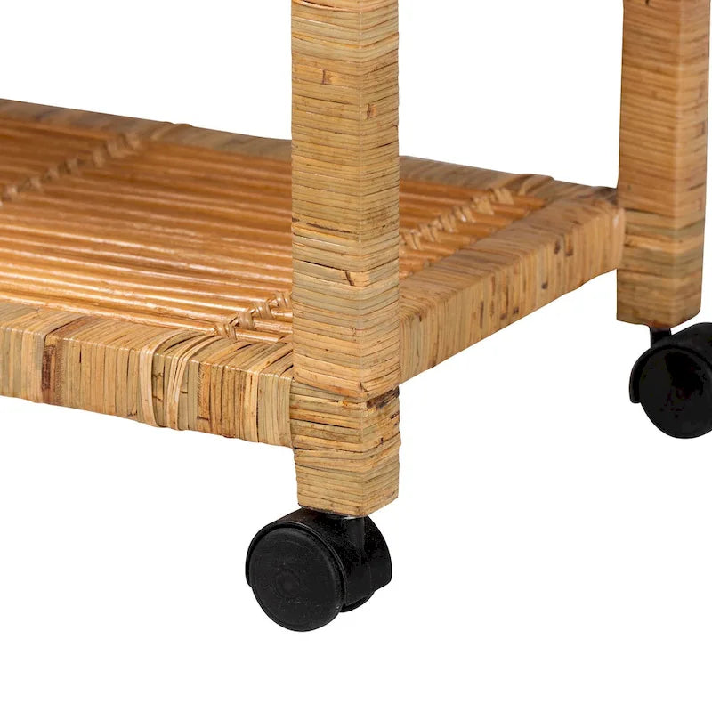 Modern Bohemian Natural Rattan Kitchen Cart