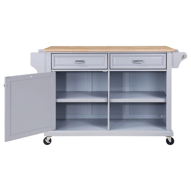 Natural Wood Top Kitchen Island with Storage