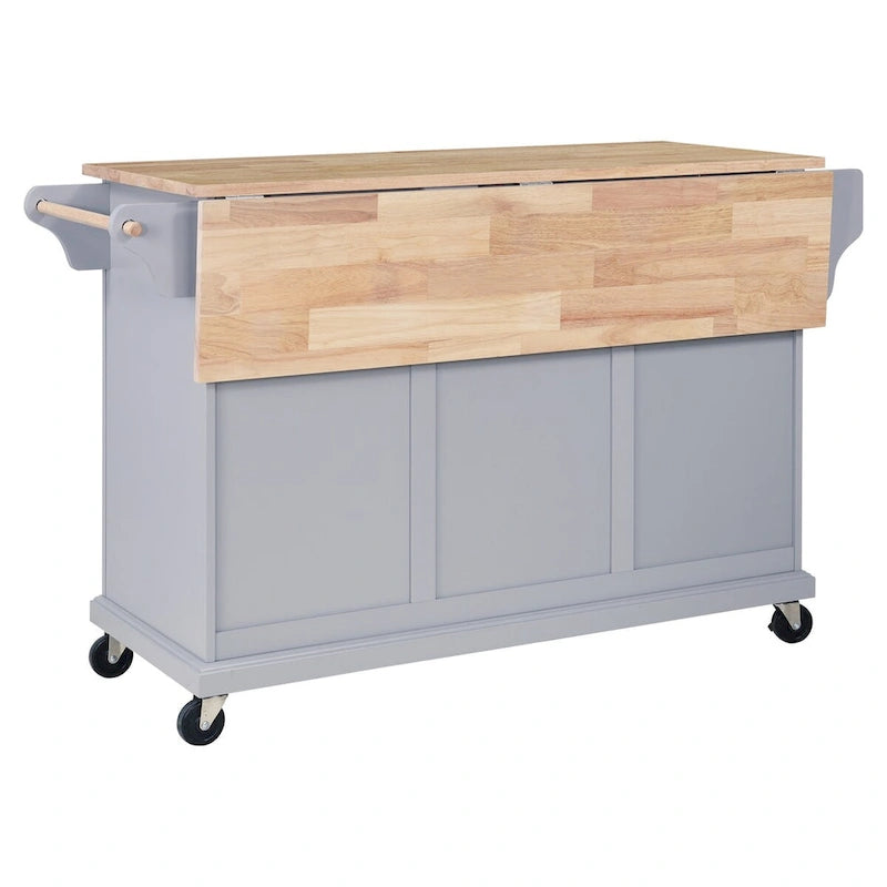 Natural Wood Top Kitchen Island with Storage