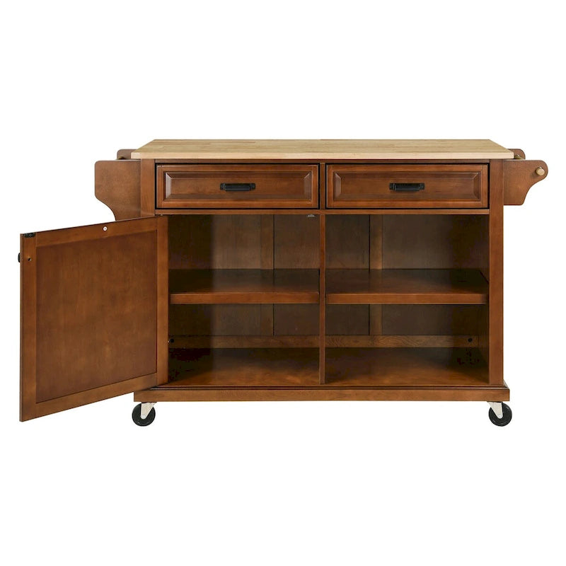 Natural Wood Top Kitchen Island with Storage