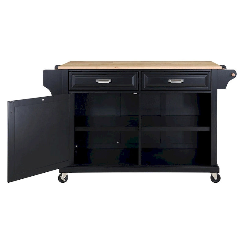 Natural Wood Top Kitchen Island with Storage
