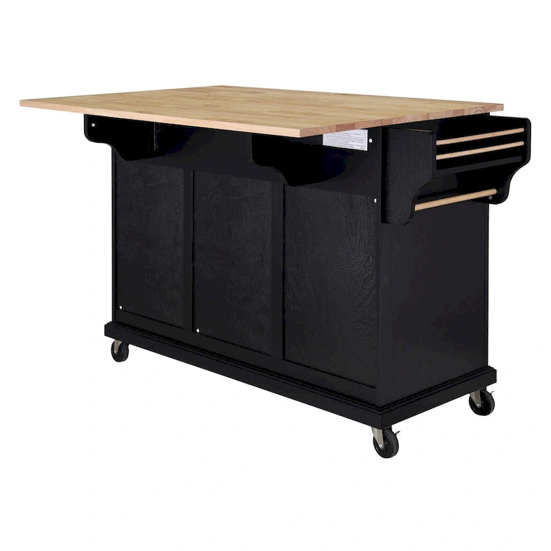 Natural Wood Top Kitchen Island with Storage