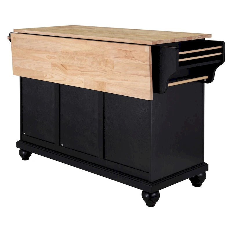 Natural Wood Top Kitchen Island with Storage