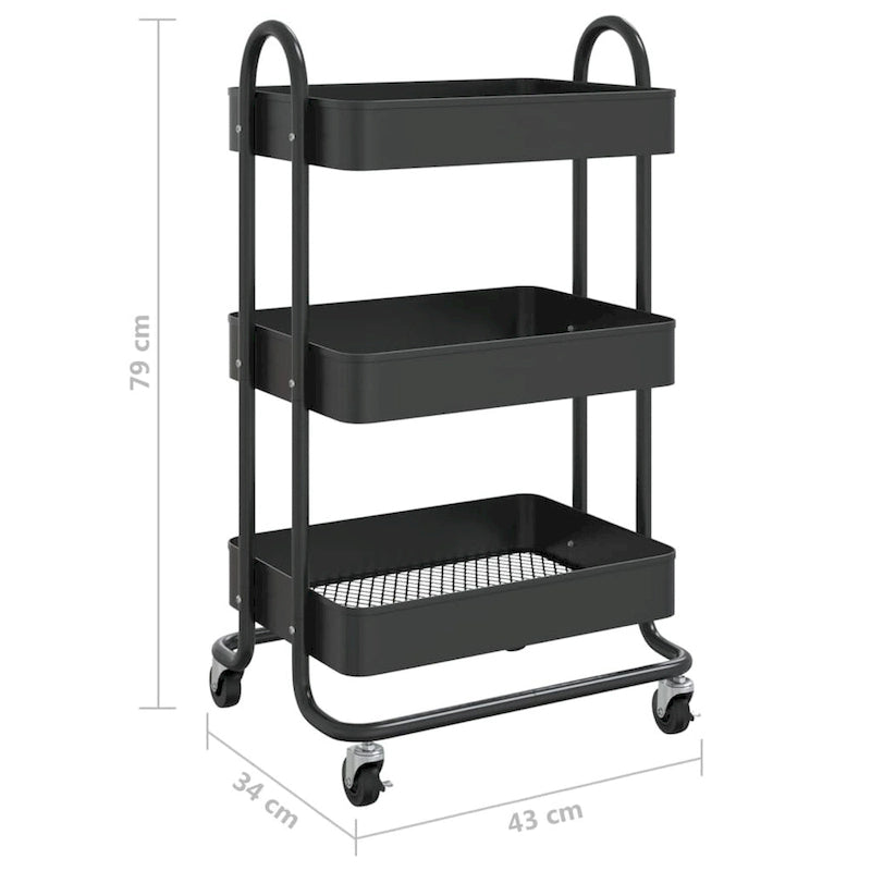 3-Tier Kitchen Trolley Storage Utility Cart - 16.9 x 13.4 x 31.1