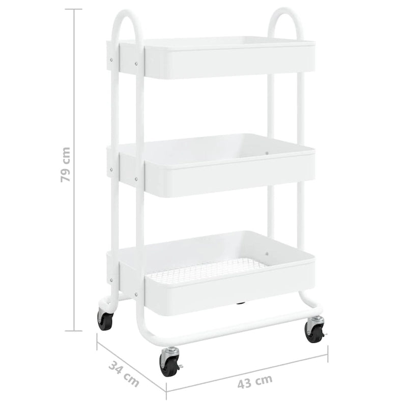 3-Tier Kitchen Trolley Storage Utility Cart - 16.9 x 13.4 x 31.1