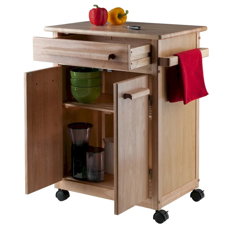 Kitchen Cart, Natural - 26.9 x 18.2 x 34.3 inches