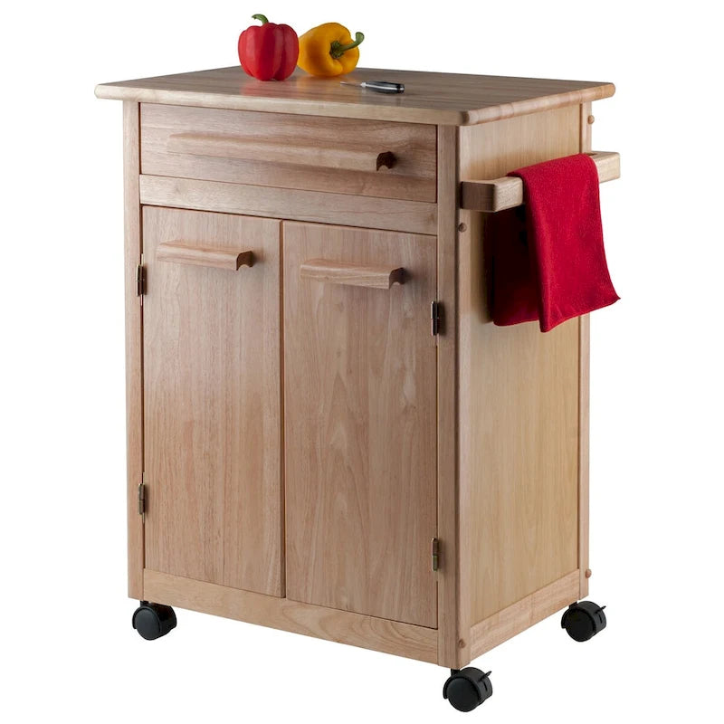 Kitchen Cart, Natural - 26.9 x 18.2 x 34.3 inches