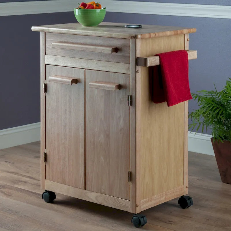 Kitchen Cart, Natural - 26.9 x 18.2 x 34.3 inches