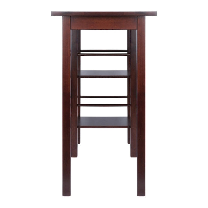 Breakfast Kitchen Island with Shelves, Walnut - 45W x 19.7D x 36.2H