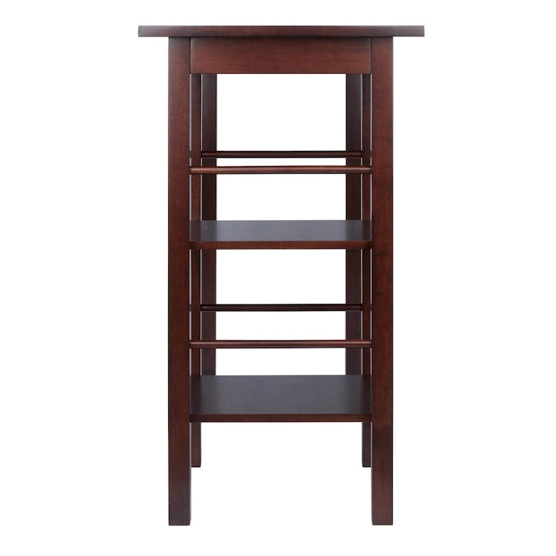 Breakfast Kitchen Island with Shelves, Walnut - 45W x 19.7D x 36.2H