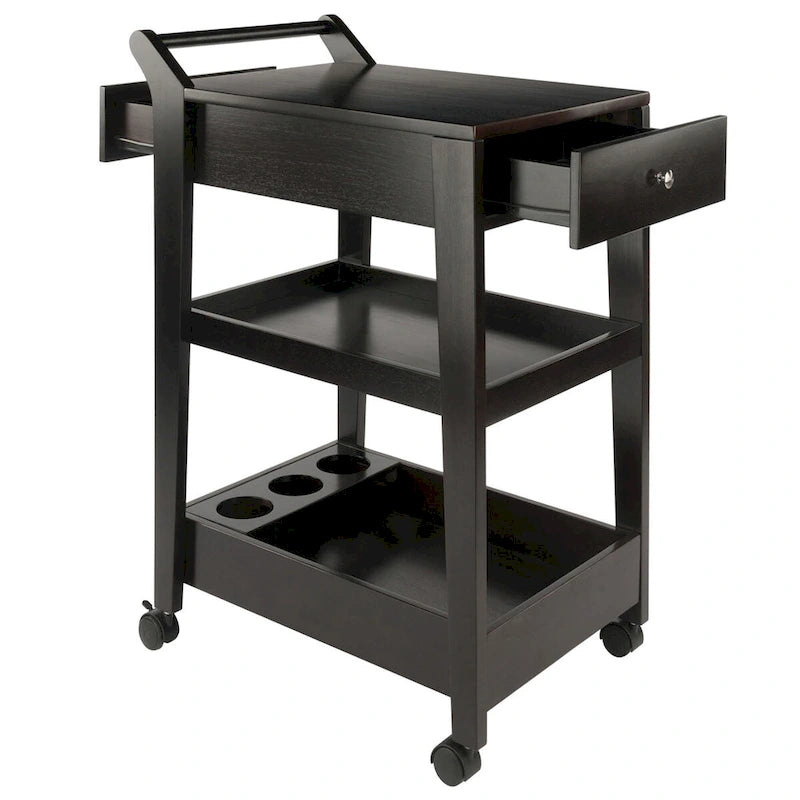 Entertainment Cart, Espresso - 18.03 x 26.77 x 37.24 inches