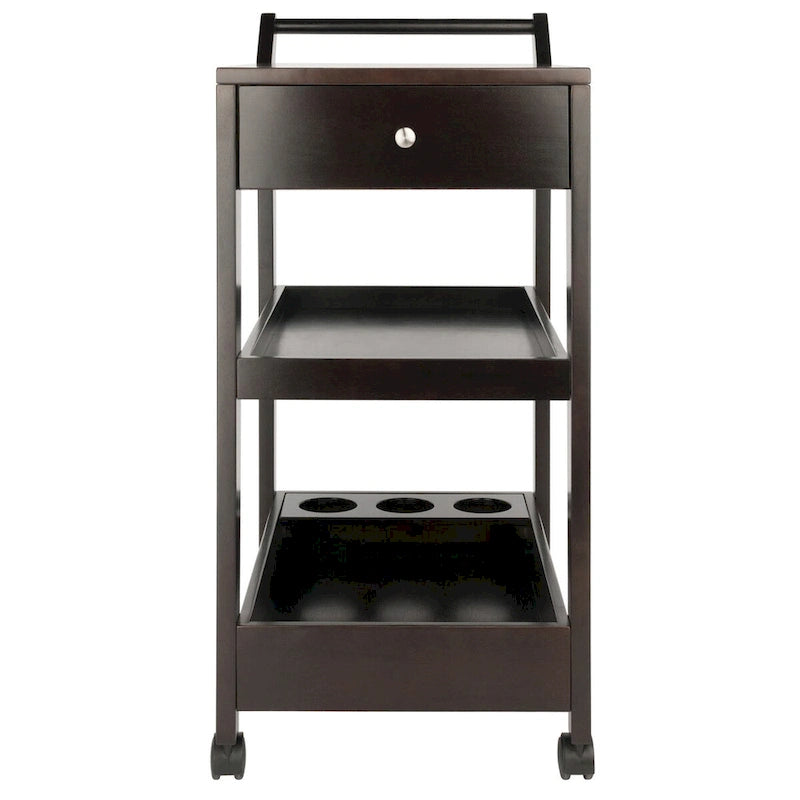 Entertainment Cart, Espresso - 18.03 x 26.77 x 37.24 inches